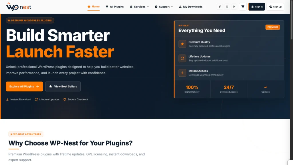 WP-NEST premium WordPress plugins marketplace website developed by Ali Alkhatib